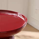 Sculptural Round Fiberglass End Table – Glossy Red, Scandinavian-Style Living Room Accent