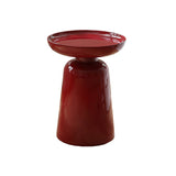 Sculptural Round Fiberglass End Table – Glossy Red, Scandinavian-Style Living Room Accent