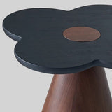 Solid Wood End Table with Geometric Cone Pedestal – Chic Art Deco Accent for the Living Room