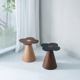 Solid Wood End Table with Geometric Cone Pedestal – Chic Art Deco Accent for the Living Room