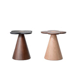 Solid Wood End Table with Geometric Cone Pedestal – Chic Art Deco Accent for the Living Room