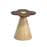 Solid Wood End Table with Geometric Cone Pedestal – Chic Art Deco Accent for the Living Room