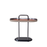 Elegant Oval Saddle Leather and Marble End Table - Nordic-Style Sofa Side Table for Living Room