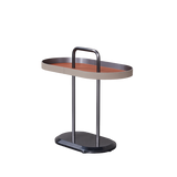 Elegant Oval Saddle Leather and Marble End Table - Nordic-Style Sofa Side Table for Living Room