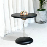 Sleek Round Curved End Table with MDF Top & Stainless Steel Frame – Minimalist Small Living Room Accent