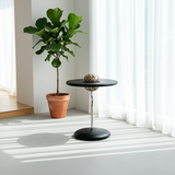 Sleek Round Curved End Table with MDF Top & Stainless Steel Frame – Minimalist Small Living Room Accent