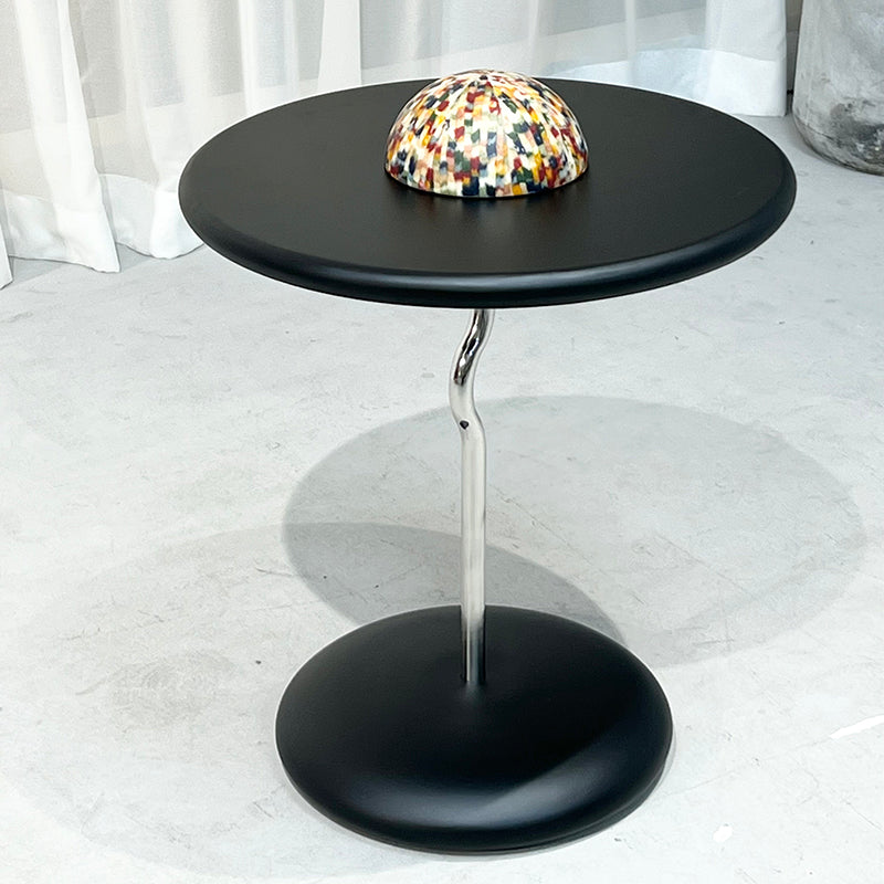 Sleek Round Curved End Table with MDF Top & Stainless Steel Frame – Minimalist Small Living Room Accent