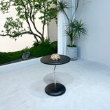 Sleek Round Curved End Table with MDF Top & Stainless Steel Frame – Minimalist Small Living Room Accent
