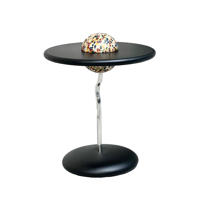 Sleek Round Curved End Table with MDF Top & Stainless Steel Frame – Minimalist Small Living Room Accent