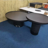 Round Sculptural Marble Coffee Table with Bronze Metal Base – Nordic-Style Living Room Accent Table