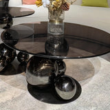 Black Titanium Stainless Steel Sphere Coffee Table – Sculptural, Minimalist Round Table for Living Room