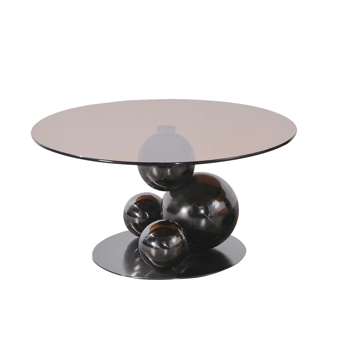 Black Titanium Stainless Steel Sphere Coffee Table – Sculptural, Minimalist Round Table for Living Room