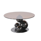 Black Titanium Stainless Steel Sphere Coffee Table – Sculptural, Minimalist Round Table for Living Room