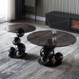 Black Titanium Stainless Steel Sphere Coffee Table – Sculptural, Minimalist Round Table for Living Room
