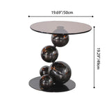 Stainless Steel Black Titanium Sphere Side Table — Modern Geometric Round Accent Table for Living Room