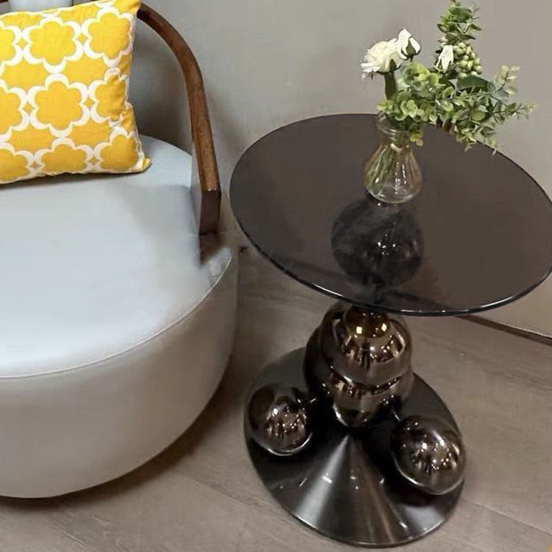 Stainless Steel Black Titanium Sphere Side Table — Modern Geometric Round Accent Table for Living Room