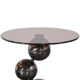 Stainless Steel Black Titanium Sphere Side Table — Modern Geometric Round Accent Table for Living Room