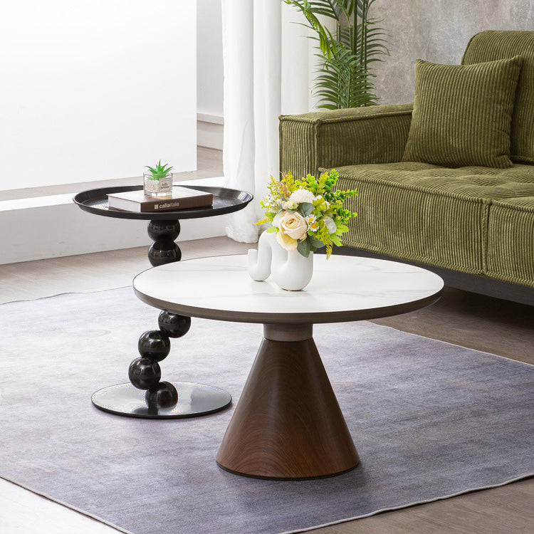 Sturdy Black Titanium Stainless Steel Sculptural Sphere Side Table – Geometric Industrial Round Coffee Table for Living Room