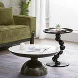 Sturdy Black Titanium Stainless Steel Sculptural Sphere Side Table – Geometric Industrial Round Coffee Table for Living Room