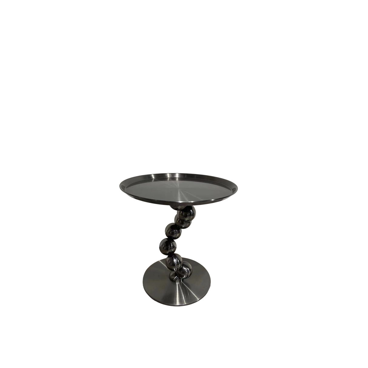 Sturdy Black Titanium Stainless Steel Sculptural Sphere Side Table – Geometric Industrial Round Coffee Table for Living Room