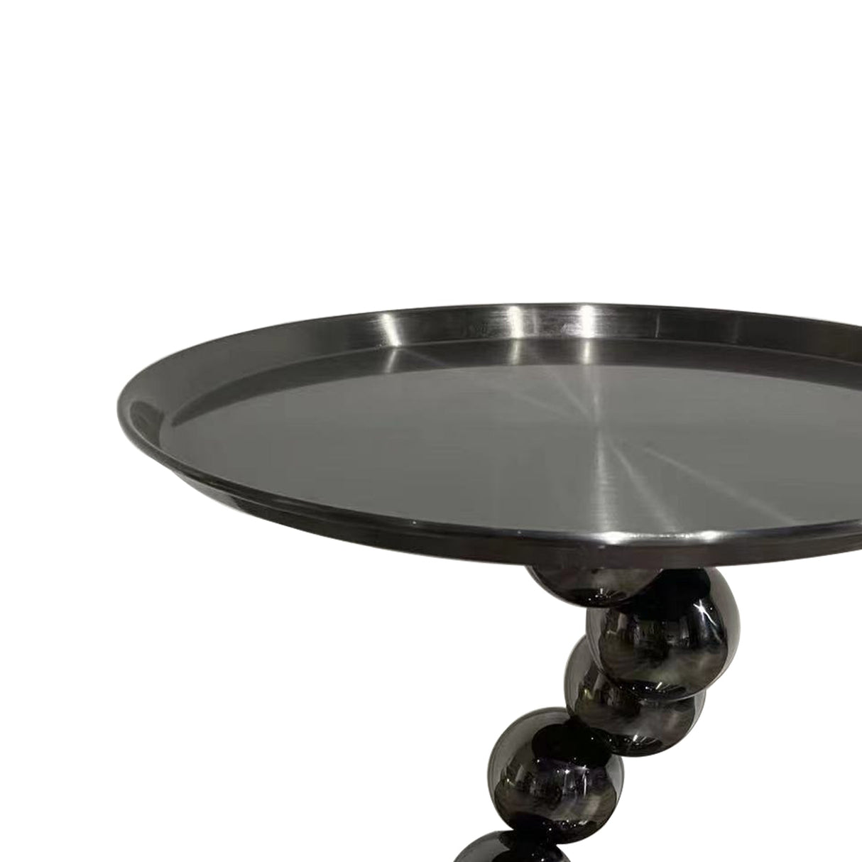 Sturdy Black Titanium Stainless Steel Sculptural Sphere Side Table – Geometric Industrial Round Coffee Table for Living Room