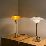 Amber Glass Table Lamp in Scandinavian Style – Warm, Minimalist Lighting for Modern Homes