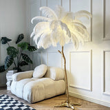 Elegant White Ostrich Feather Floor Lamp