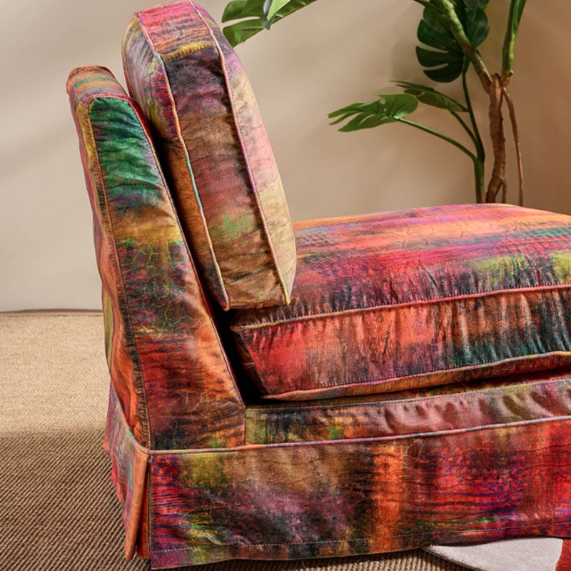 Abstract Watercolor Pattern Polyester Accent Chair with Birch Wood Frame – Creative, Modern Lounge Chair for Living Room