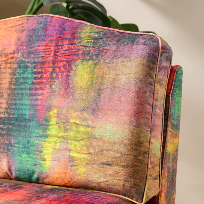 Abstract Watercolor Pattern Polyester Accent Chair with Birch Wood Frame – Creative, Modern Lounge Chair for Living Room