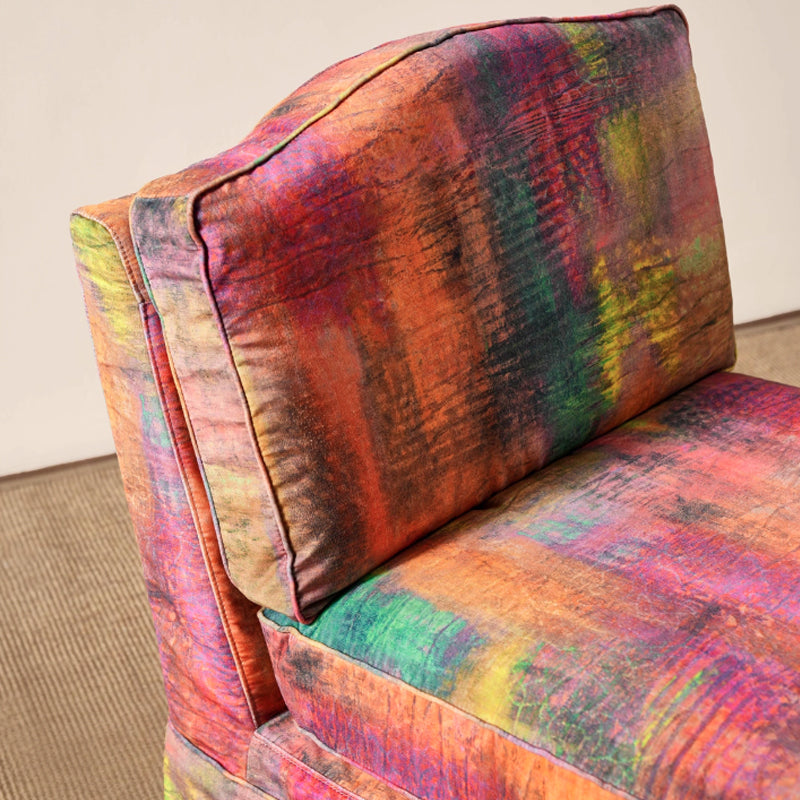 Abstract Watercolor Pattern Polyester Accent Chair with Birch Wood Frame – Creative, Modern Lounge Chair for Living Room