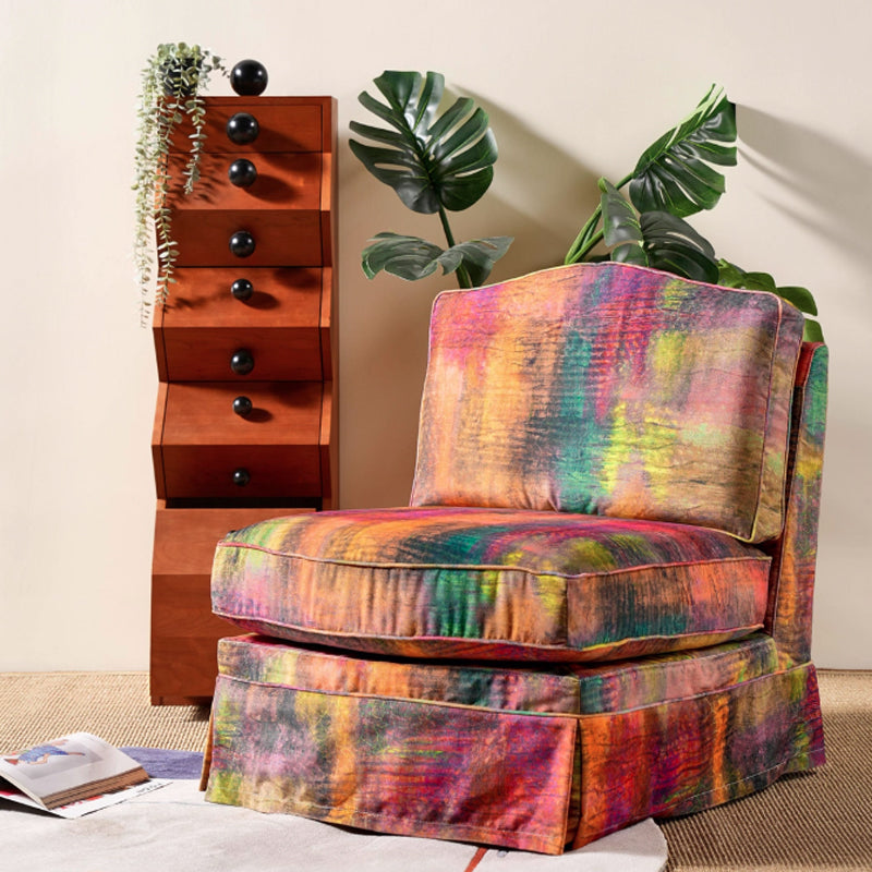 Abstract Watercolor Pattern Polyester Accent Chair with Birch Wood Frame – Creative, Modern Lounge Chair for Living Room