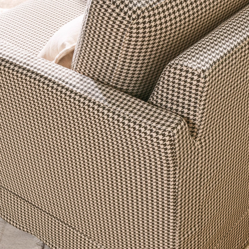 Elegant Houndstooth Birch Wood Accent Chair – Scandinavian Lounge Chair for Living Room & Bedroom