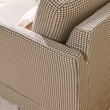 Elegant Houndstooth Birch Wood Accent Chair – Scandinavian Lounge Chair for Living Room & Bedroom
