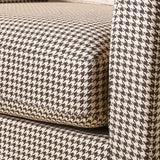 Elegant Houndstooth Birch Wood Accent Chair – Scandinavian Lounge Chair for Living Room & Bedroom