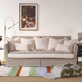 Birch Wood Sofa with Classic Houndstooth Pattern — Timeless Minimalist Elegance, 3/4 Seater for Living Room