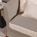 Birch Wood Sofa with Classic Houndstooth Pattern — Timeless Minimalist Elegance, 3/4 Seater for Living Room