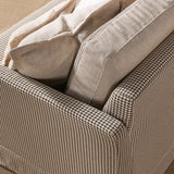 Birch Wood Sofa with Classic Houndstooth Pattern — Timeless Minimalist Elegance, 3/4 Seater for Living Room