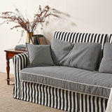 Bold Striped Polyester Upholstery Birch Wood Sofa - Vintage Soft-Touch Comfort, 3/4 Seater for Living Room