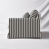 Bold Striped Polyester Upholstery Birch Wood Sofa - Vintage Soft-Touch Comfort, 3/4 Seater for Living Room