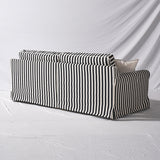 Bold Striped Polyester Upholstery Birch Wood Sofa - Vintage Soft-Touch Comfort, 3/4 Seater for Living Room