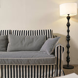 Bold Striped Polyester Upholstery Birch Wood Sofa - Vintage Soft-Touch Comfort, 3/4 Seater for Living Room