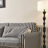 Bold Striped Polyester Upholstery Birch Wood Sofa - Vintage Soft-Touch Comfort, 3/4 Seater for Living Room