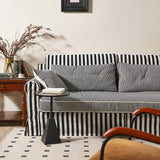 Bold Striped Polyester Upholstery Birch Wood Sofa - Vintage Soft-Touch Comfort, 3/4 Seater for Living Room
