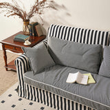 Bold Striped Polyester Upholstery Birch Wood Sofa - Vintage Soft-Touch Comfort, 3/4 Seater for Living Room