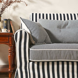 Bold Striped Polyester Upholstery Birch Wood Sofa - Vintage Soft-Touch Comfort, 3/4 Seater for Living Room