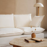 Pearl White Birch Wood Sofa — Modern Minimalist Pillow-Style Settee Bench for 2–3 Seats, Living Room Accent