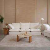 Pearl White Birch Wood Sofa — Modern Minimalist Pillow-Style Settee Bench for 2–3 Seats, Living Room Accent