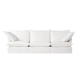 Pearl White Birch Wood Sofa — Modern Minimalist Pillow-Style Settee Bench for 2–3 Seats, Living Room Accent