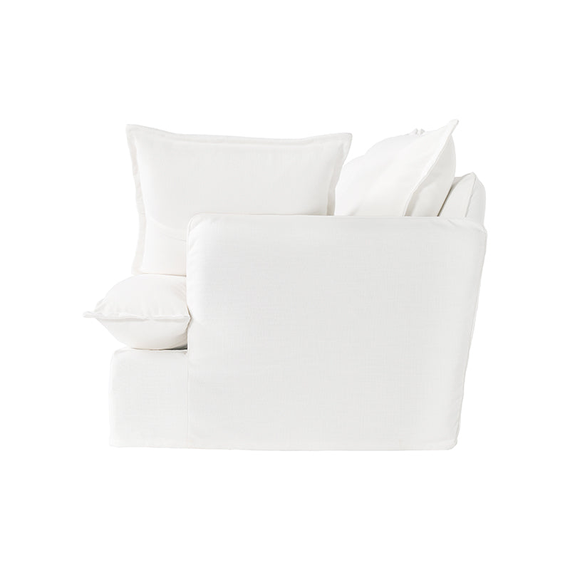 Pearl White Birch Wood Sofa — Modern Minimalist Pillow-Style Settee Bench for 2–3 Seats, Living Room Accent