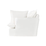 Pearl White Birch Wood Sofa — Modern Minimalist Pillow-Style Settee Bench for 2–3 Seats, Living Room Accent